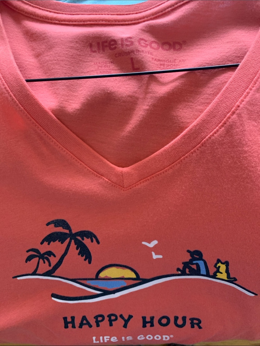 Life Is Good Coral 'Happy Hour' Sunset Graphic Tee